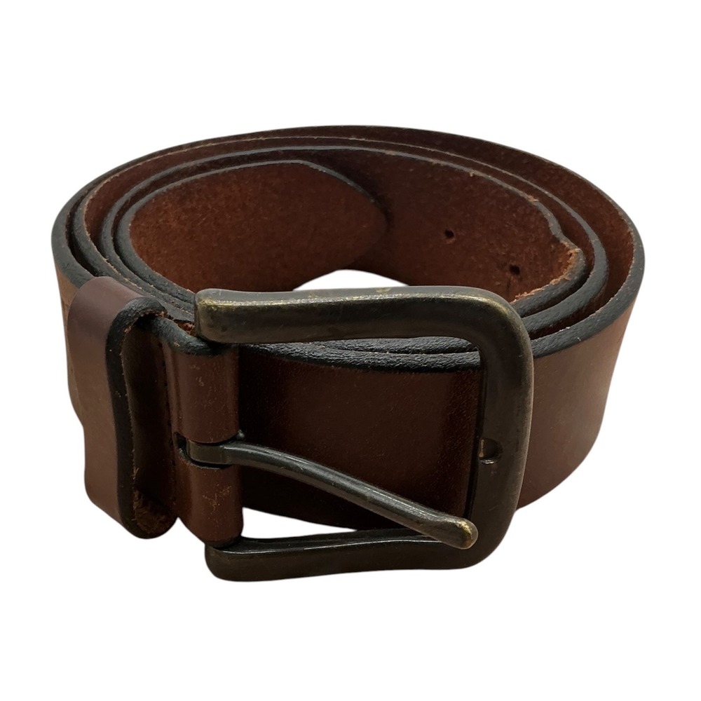 Levis Brown‎ Genuine Leather Belt Antique Brass Buckle Size 42 11LV0295